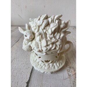 Vintage porcelain Easter Bunny cup votive tea light candle holder